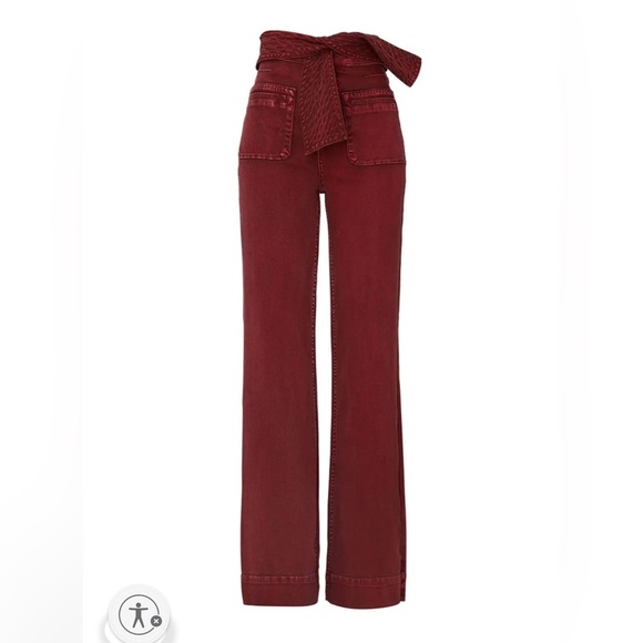 Ulla Johnson Red Flare Jeans with Wide Leg - Picture 3 of 13